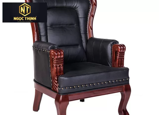 Ghế lãnh đạo cao cấp, chân tĩnh, khung ghế gỗ tự nhiên TQ23